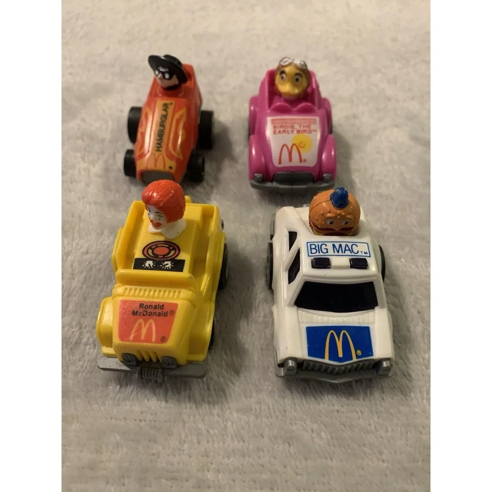 Vintage 1980's McDonald's Happy Meal Lot of‎ 4 Pull Back Cars. Pre-owned. Used